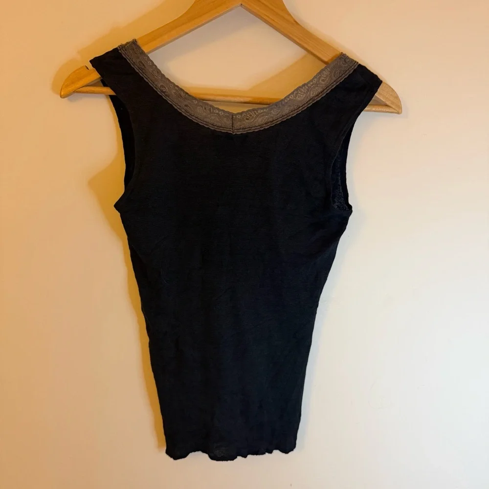 Michael Stars y2k Black Lace Trim Women's Top - Picture 3 of 4